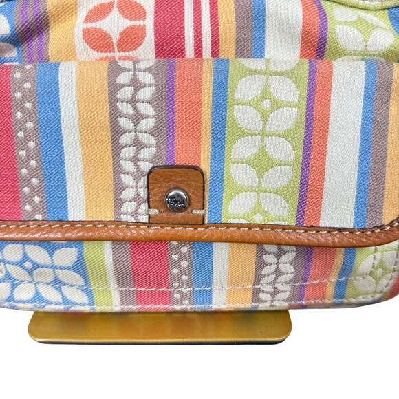 Fossil Canvas Leather Trim Colorful Crossbody Shoulder Bag Messenger Purse - Picture 2 of 16